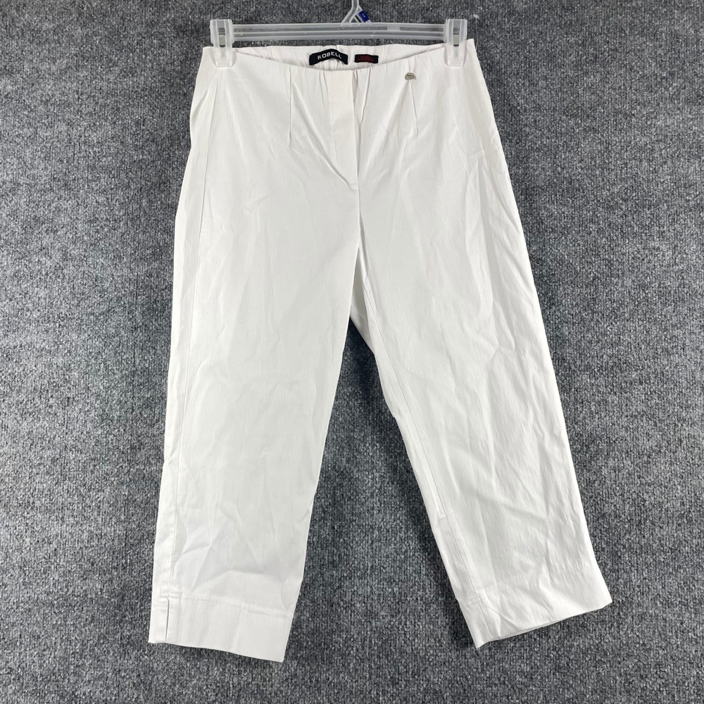 Robell Marie 07 Pants Womens S EU 38 White 30x22 Cropped Stretch Slim Trousers